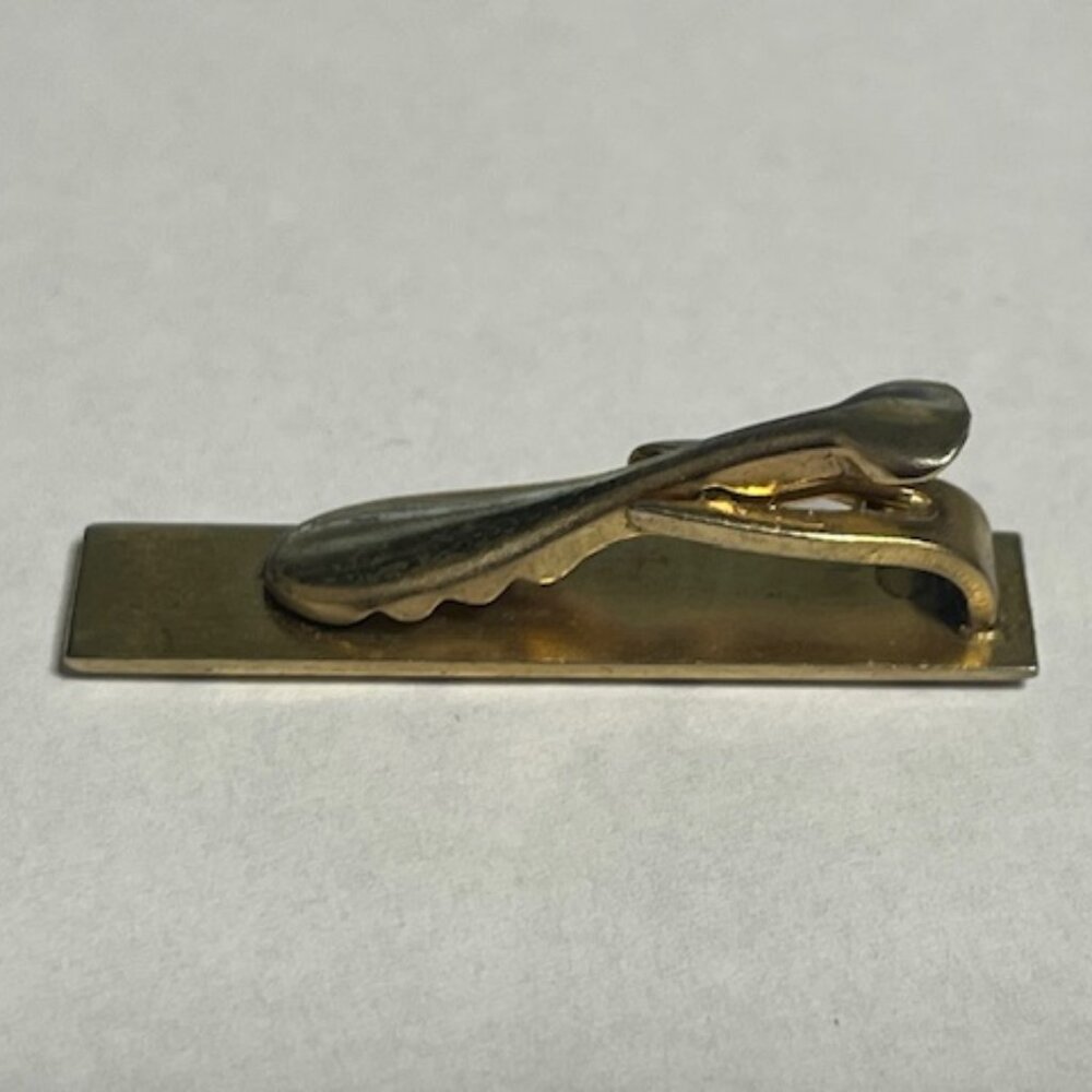 VTG Brick Block Texture Tie Clip Clasp Bar Gold Tone Casual or Formal 1.6" - Picture 6 of 9
